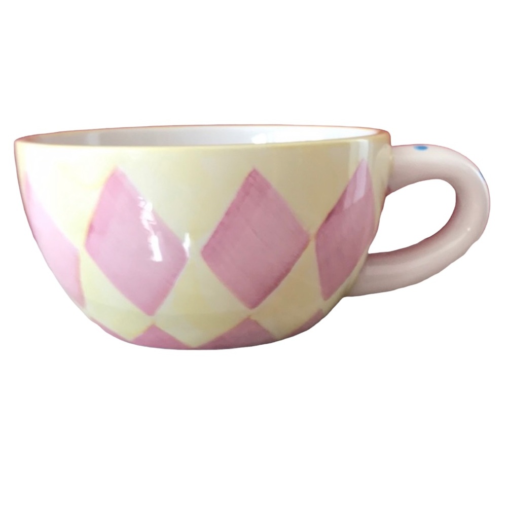 Whimsical Porcelain Ceramic Pink Diamond Cup